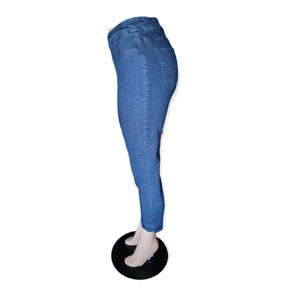 SOFT Surroundings Super Stretch Pull On Ankle‎ Pants Dark Wash Blue 2AC10 Medium - Picture 5 of 13